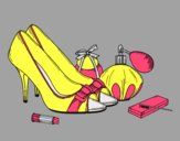 Coloring page Shoes and makeup painted bylorna