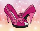 Coloring page Shoes with bow painted bylorna