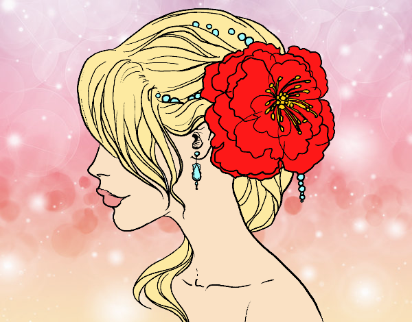Coloring page Flower wedding hairstyle painted bybbbb