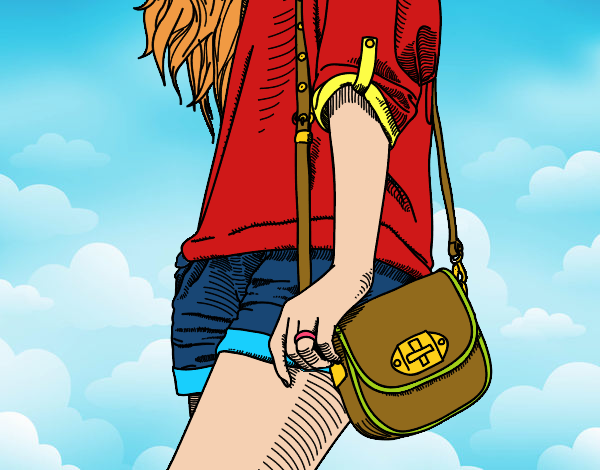 Coloring page Girl with handbag painted bybbbb