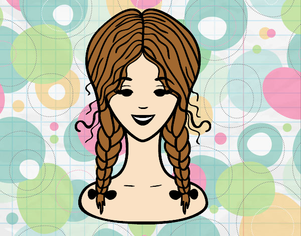 Coloring page hairstyle: two braids  painted bybbbb