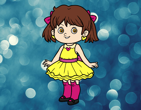Coloring page Little girl with modern dress painted bybbbb