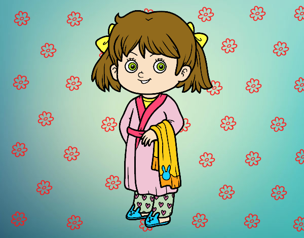 Coloring page Little girl with pajamas painted bybbbb