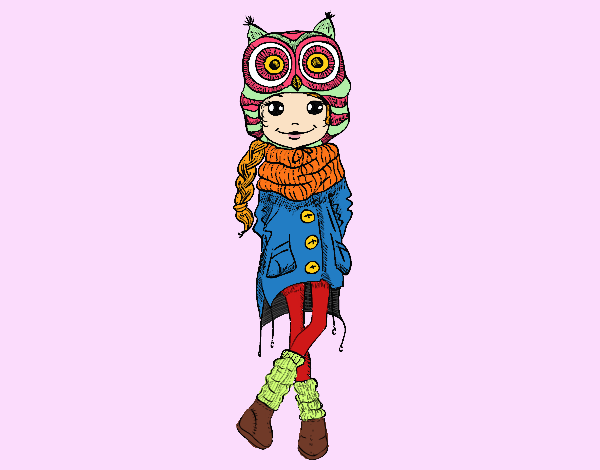 Coloring page Winter fashion girl painted bybbbb