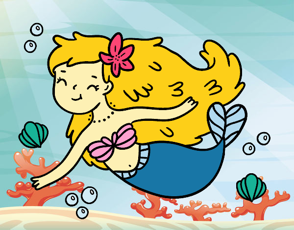 Coloring page A Happy Mermaid painted bybbbb