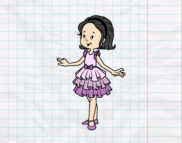 Coloring page Girl with party dress painted bybbbb