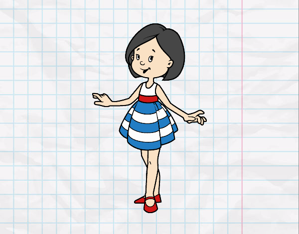 Coloring page Girl with short dress painted bybbbb