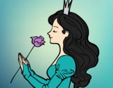 Coloring page Princess and rose painted bylorna