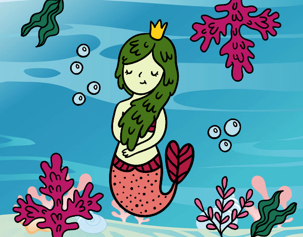 Coloring page Queen mermaid painted bybbbb