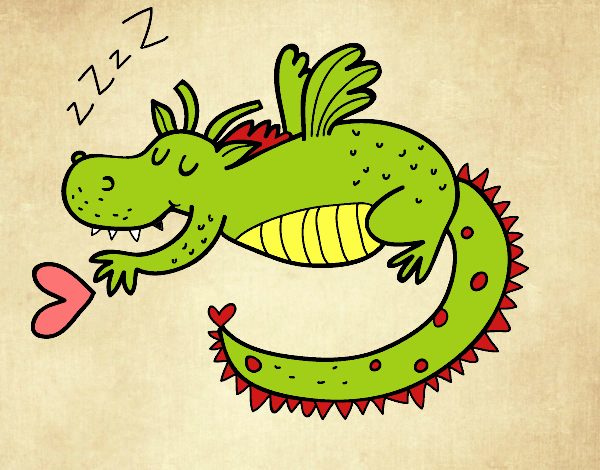 Coloring page Childish dragon sleeping painted bybbbb