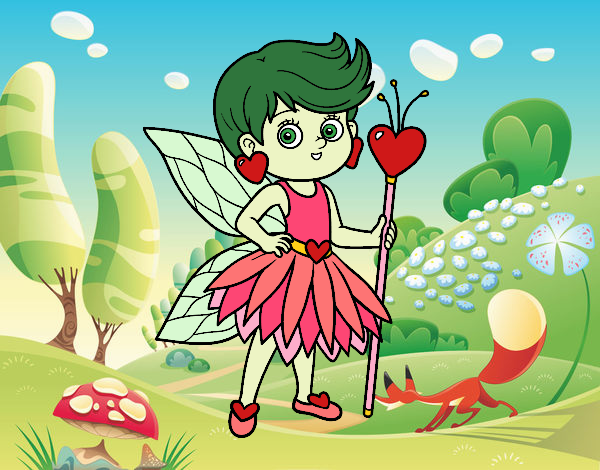 Coloring page Fairy princess of hearts painted bybbbb