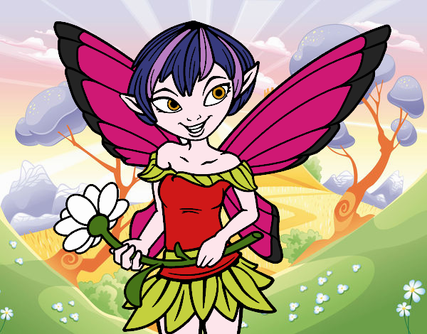 Coloring page Fairy with daisy  painted bybbbb