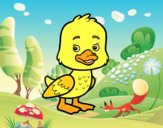 Coloring page A duckling painted bylorna