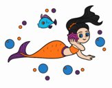 Coloring page Magical mermaid painted byNerak