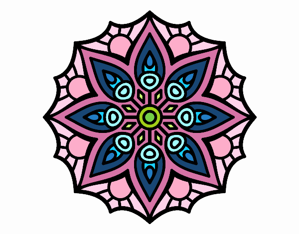 Coloring page Mandala simple symmetry  painted byLolz