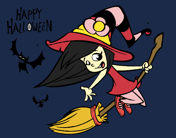 Coloring page A Halloween witch painted byfawnamama1