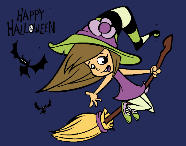 Coloring page A Halloween witch painted byfawnamama1