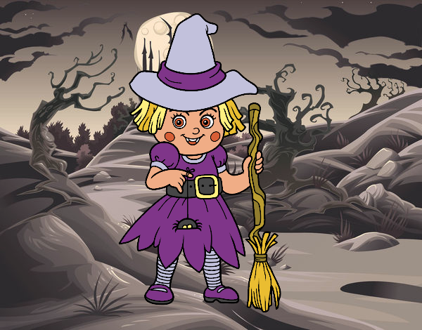 Coloring page A little witch painted byfawnamama1