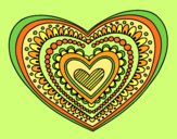 Coloring page Heart mandala painted bylorna