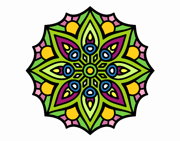 Coloring page Mandala simple symmetry  painted byAdina
