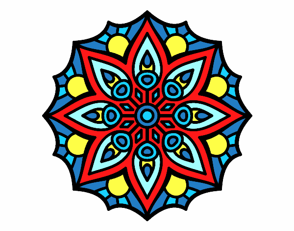 Coloring page Mandala simple symmetry  painted byCindyK