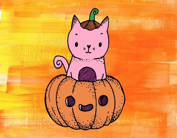 Coloring page A Halloween kitten painted bySamantha