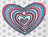 Coloring page Heart mandala painted bylorna
