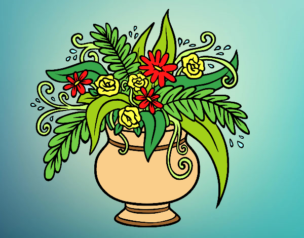 Coloring page A vase with flowers painted bylorna