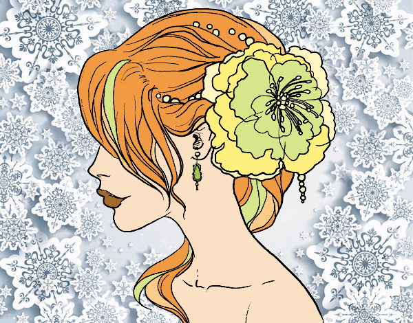 Coloring page Flower wedding hairstyle painted byfawnamama1