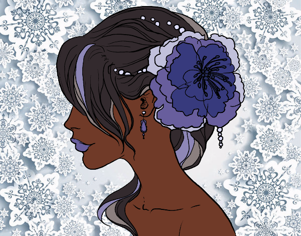 Coloring page Flower wedding hairstyle painted byfawnamama1