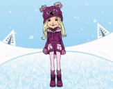 Coloring page Girl with hat and coat painted byfawnamama1