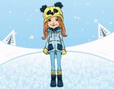 Coloring page Girl with hat and coat painted byfawnamama1
