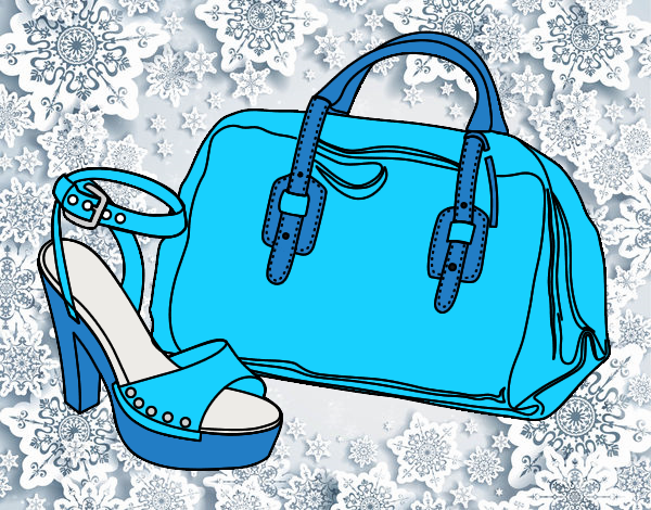 Coloring page Handbag and shoe painted bylorna