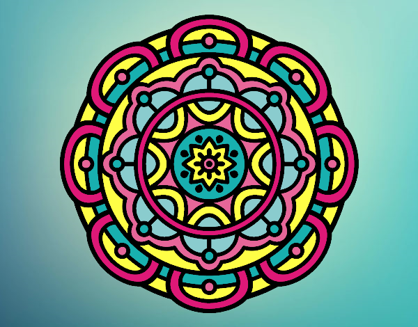 Coloring page Mandala for mental relaxation painted bylorna