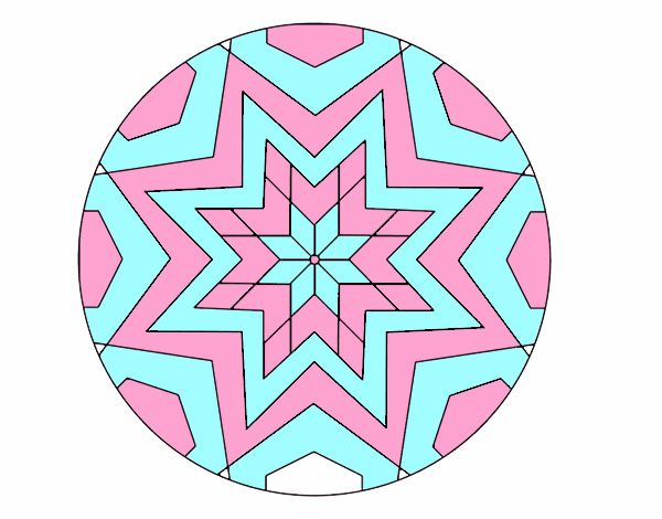 Coloring page Mandala star mosaic painted byCartimaya
