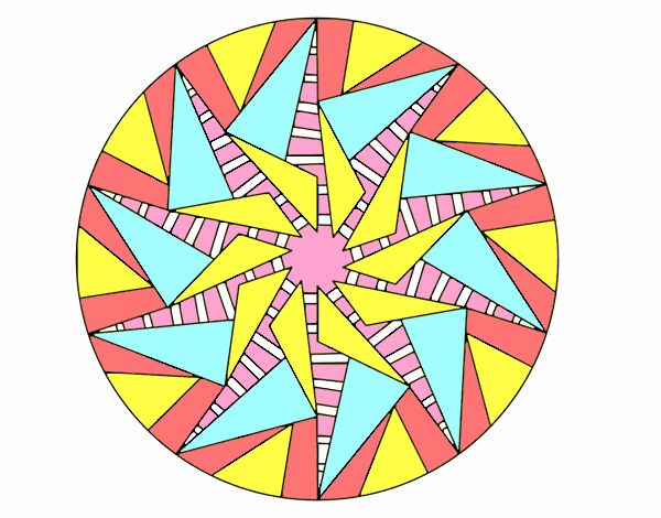 Coloring page Mandala triangular sun painted byCartimaya