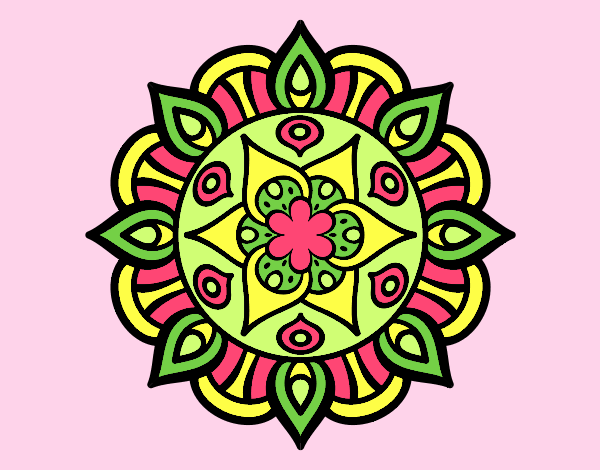 Coloring page Mandala vegetal life painted bylorna