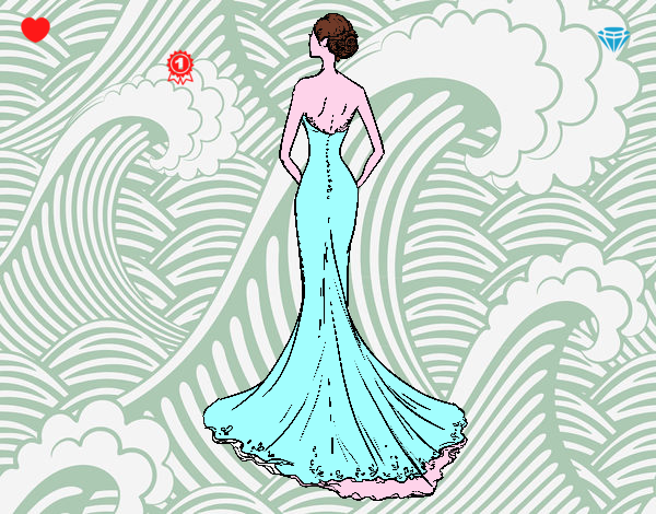 Coloring page Wedding dress with tail painted byHopeGilber