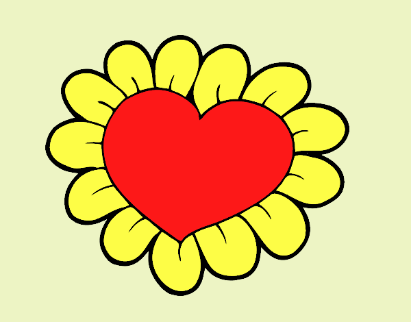 Coloring page Flower heart painted bylorna