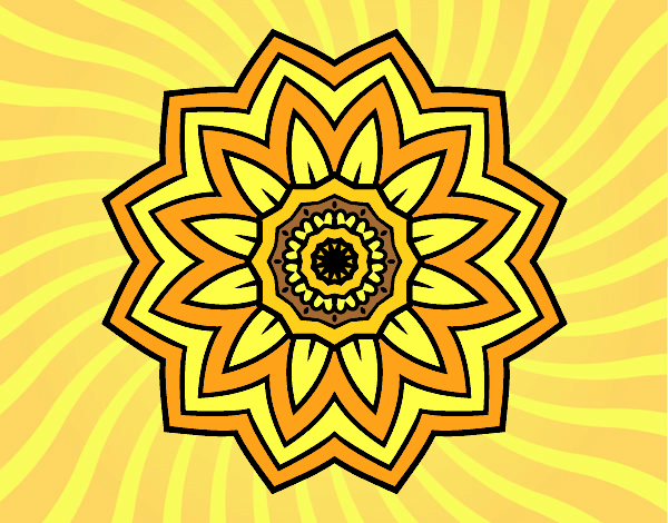 Coloring page Flower mandala of sunflower painted bylorna