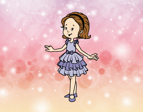 Coloring page Girl with party dress painted bylorna