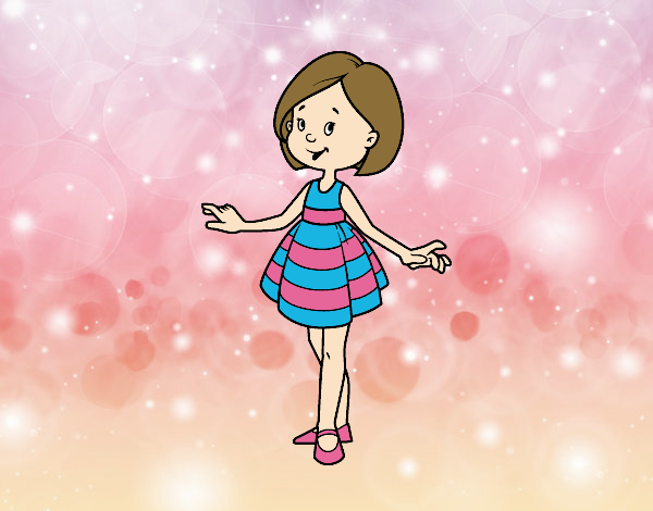 Coloring page Girl with short dress painted bylorna