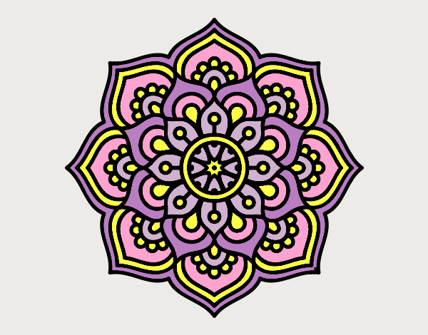Coloring page Mandala concentration flower painted bylorna