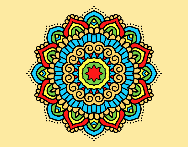 Coloring page Mandala decorated star painted byANIA2