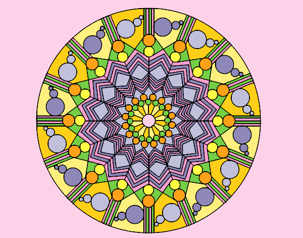 Coloring page Mandala flower with circles painted bylorna