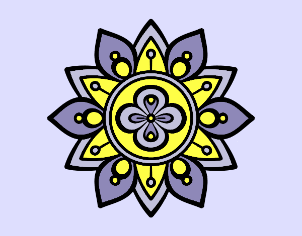 Coloring page Mandala lotus flower painted bylorna