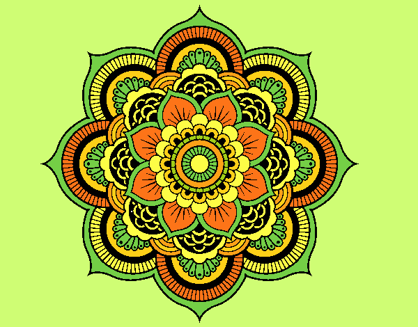 Coloring page Mandala oriental flower painted bylorna