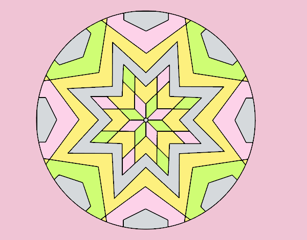 Coloring page Mandala star mosaic painted bylorna
