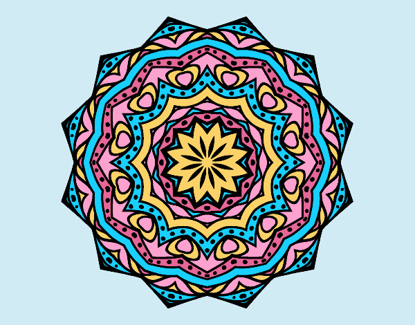 Coloring page Mandala with stratum painted bylorna