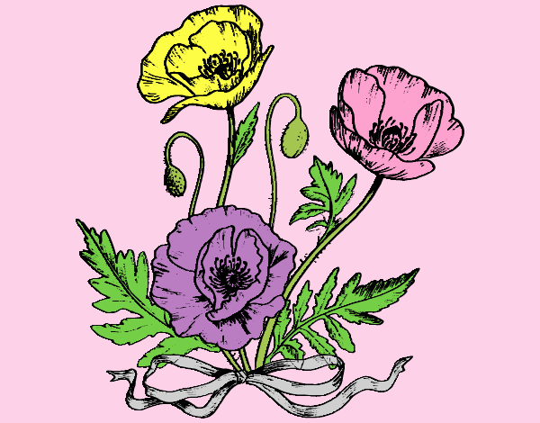 Coloring page Some poppies painted bylorna